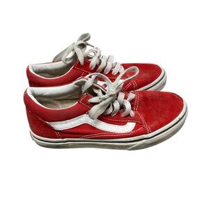 Vans Kids Old Skool Racing Red and White Sneakers Size 1.5